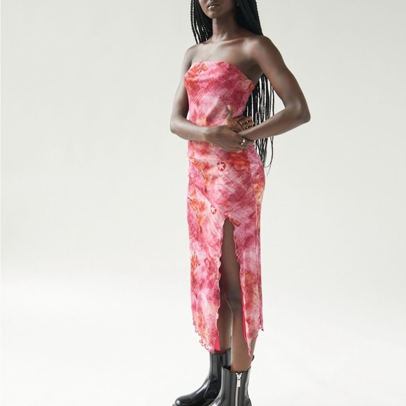 UO Urban Outfitters Samara Mesh Strapless Mini Dress - Picture 3 of 4